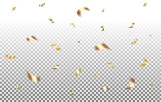 Falling golden glittering confetti. Festive Christmas banner. Invitation frame. Realistic illustration isolated on transparent background. Vector. vector