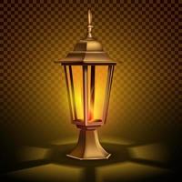 Strange, vintage retro lantern with a candle. vector