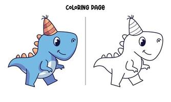 su cumpleaños azul dinos página para colorear vector