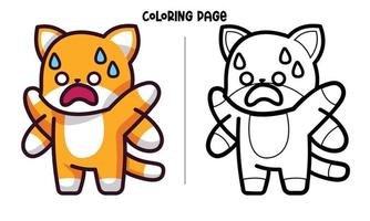 A Panicked Ginger Cat Coloring Page vector