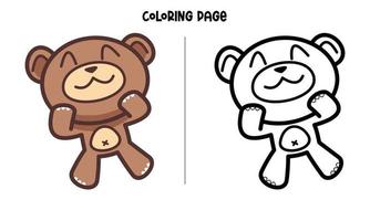 Cute Face Brown Bear Coloring Page vector