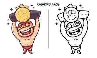 Wrestling Champion Coloring Page vector