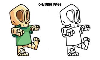 Skeleton Walking Dead Coloring Page vector