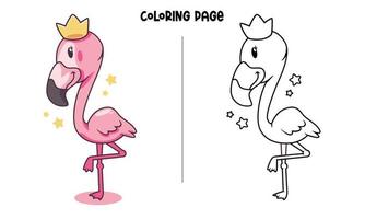 Queen Flamingo Coloring Page vector