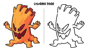 Scary Tree Monster Coloring Page vector