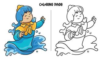 Princess Of The Sea Coloring Page vector