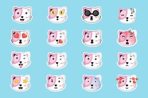 cute cat sticker set vector