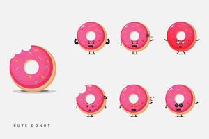 Cute donut mascot set vector