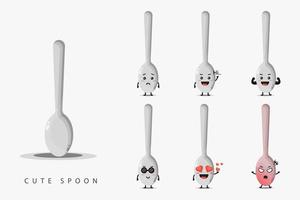 Cute spoon mascot design set vector