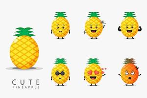 Set of cute pineapple vector