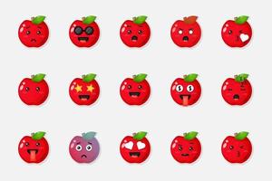 Set of cute red Apples with expressions vector