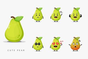 Set of cute pear mascots vector