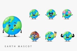 Mascot Cute Earth set vector