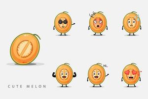 conjunto de melones de personajes lindos vector