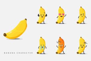 Set of cute banana characters vector