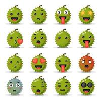 Set of cute durians with emoticons vector