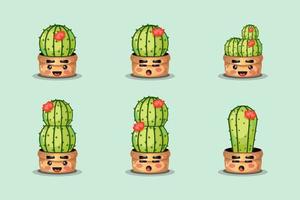 set of cute cactus in a pot vector