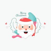 Christmas card with santa claus and leaf decoration vector