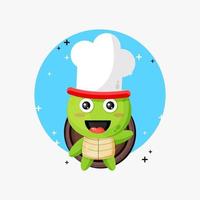 Cute chef turtle mascot design vector