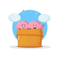 Cute brain mascot in the box vector