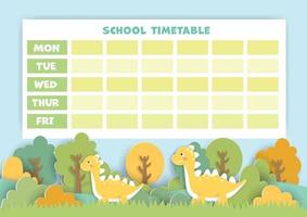 paper art  back to school timetable. vector