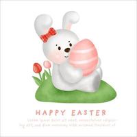 WATERCOLOR HAPPY EASTER DAY GREETING CARD . vector