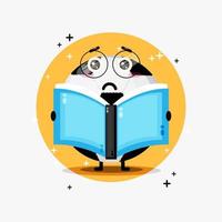 Cute football ball mascot reading a book vector