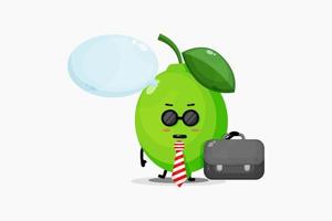 Cute lime mascot goes to office vector