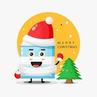 Cute milk mascot wishing you a merry Christmas vector