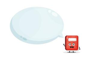 Cute notebook mascot with bubble speech vector