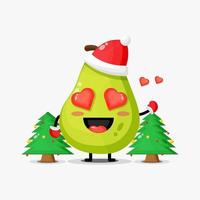 Cute pear mascot wearing Christmas hat vector