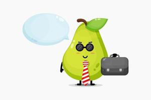 Cute pear mascot goes to office vector