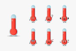 Cute thermometer mascot set vector