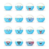 Cute rice with emoticons set vector