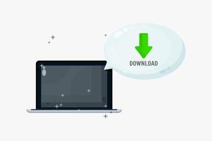 Download files on laptop with bubble speech vector