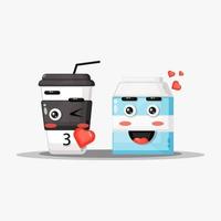 Cute coffee and milk illustration icon vector