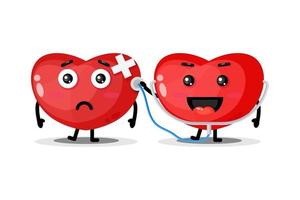 Cute heart character is checking health vector