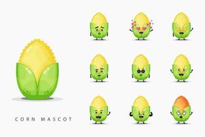 Cute corn mascot set vector