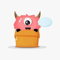 Cute monster in the box vector