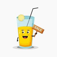 Cute orange juice with the sales sign vector