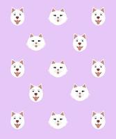 Seamless pattern of dog and cat happy faces. vector