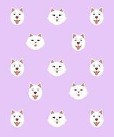 Seamless pattern of dog and cat happy faces. vector