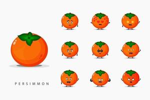 Set of cute persimmon mascot vector