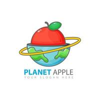 diseño de logotipo de planeta manzana vector