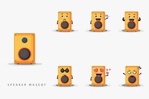 Set of cute speaker mascot designs vector