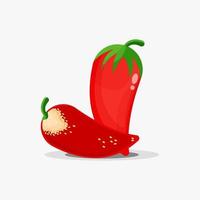 Whole red chili and chili slices vector