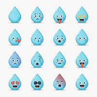 Cute water with emoticons set vector