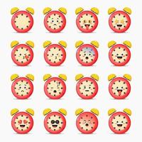 Set of cute alarm clock with expressions vector