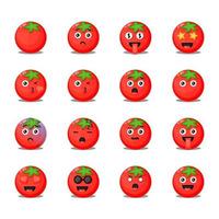 conjunto de tomates lindos con emoticonos vector