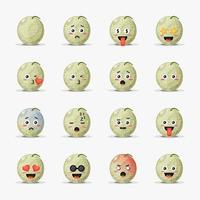 conjunto de lindo melón con emoticonos vector
